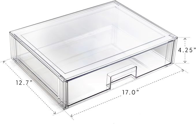 BINO | Stackable Storage Drawers, Shallow X-Large - Clear | THE CRATE COLLECTION | Storage Bins With Drawers Bathroom Organizers and Storage Organization and Storage Under Sink Organizer Vanity Home - Image 2