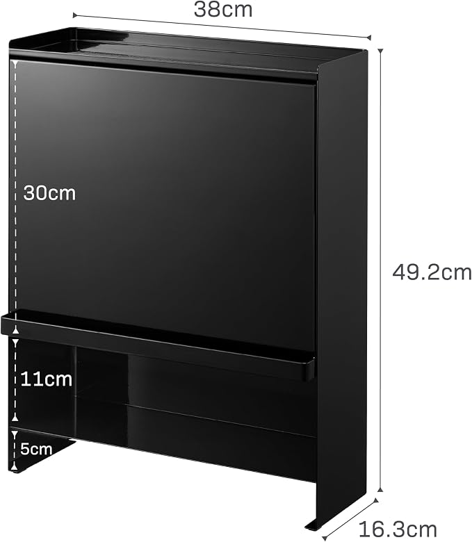 YAMAZAKI Home Spice Rack, Large Multi-Tier with Door Metal Shelves, Black | Large kitchen seasoning and condiments spice rack features a concealable design with a door. A smart fit for modern homes. - Image 9