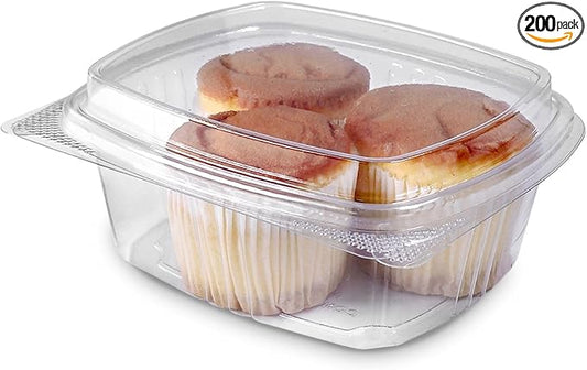 12oz Tall Dome RPET Clear Hinged Lid Deli Container- 200Pcs by CleverPackaging