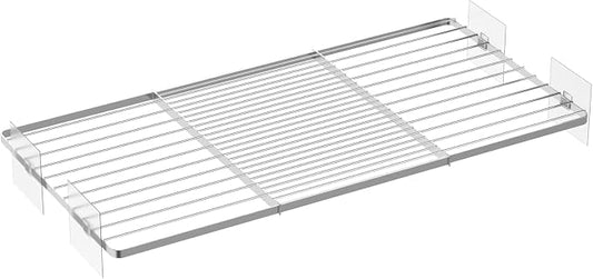 Adjustable Closet Shelve Divider,Rod Expandable Metal Hanging Shelf Closet Separator for Closet,Cabinet,Wardrobe,Cupboard Bathroom,Bedroom(Silver,7.9" D x 17"-31" W,1PCS) by SlimmKISS
