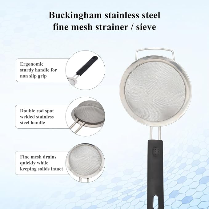 Buckingham Stainless Steel Fine Mesh Sieve Strainer Set (16cm) - Image 5