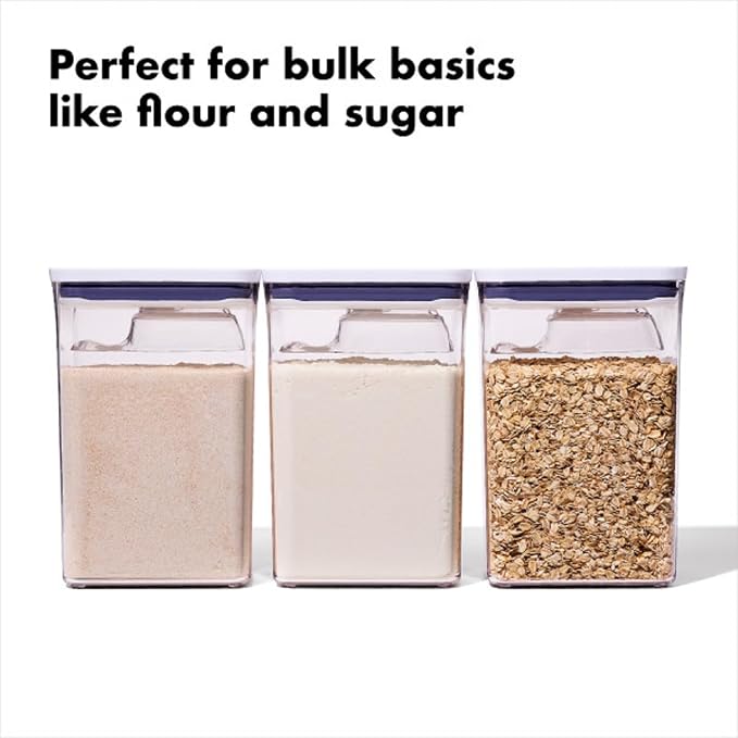 OXO Good Grips POP Airtight Food Storage Containers for Pantry, 6-Piece Set | Stackable Pantry Organization Containers, Airtight Lids, Includes ½ Cup Scoops, Flour, Sugar, Cereal, Pasta Storage - Image 2