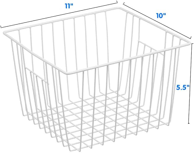 4 Pack Wire Storage Baskets for Organizing, Freezer Organizer Bins, Pantry Organization Bins Cabinets - Metal Basket Kitchen, Laundry, Fridge, Bathroom Countertop Organizer, Pearl White - Image 2