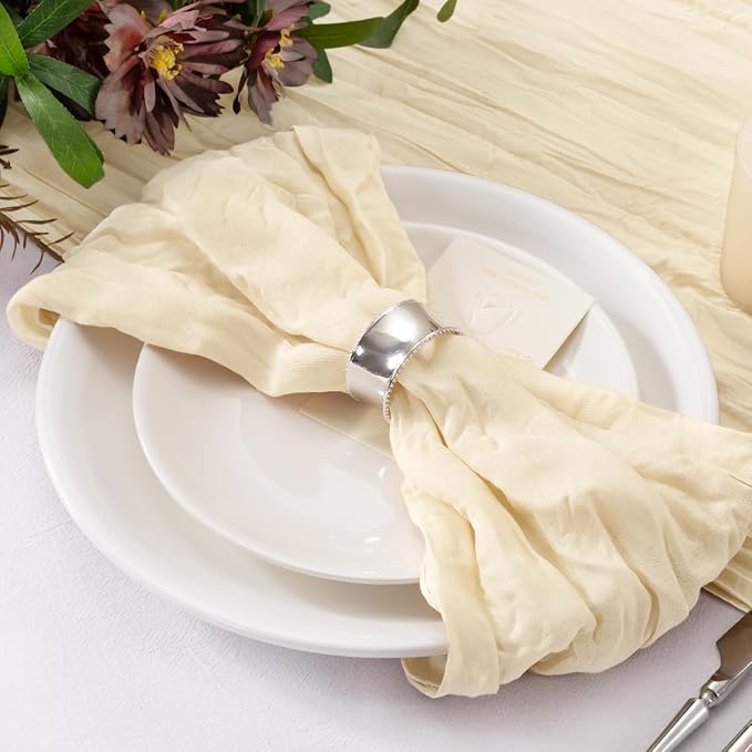 Cheesecloth Napkins Beige Cloth Napkins Bulk Table Napkin,Set of 50 | 21''x21'',Washable Boho Table Gauze Fabric Napkins,for Wedding Baby Bridal Shower Dinner Party Decor - Image 3