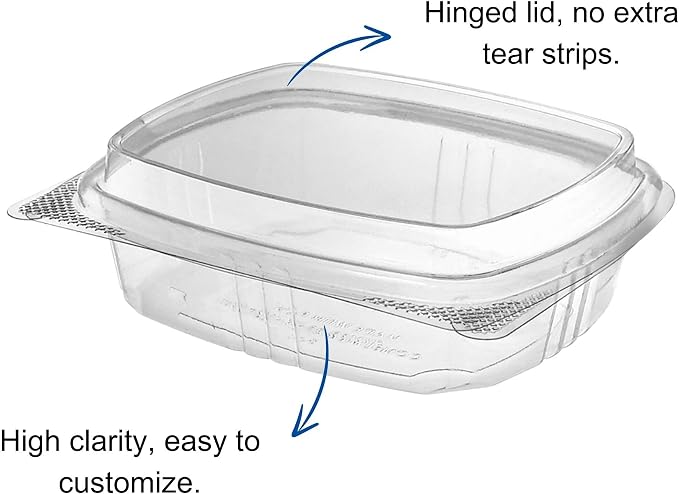 8oz Tall Dome RPET Clear Hinged Lid Deli Container- 200Pcs - Image 4