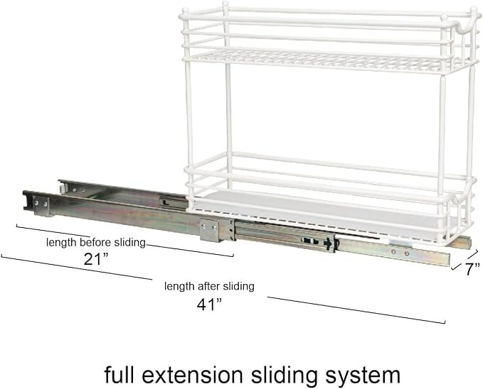 Household Essentials White Steel Two-Tier Slide-Out Organizer with Plastic Liners - Image 4