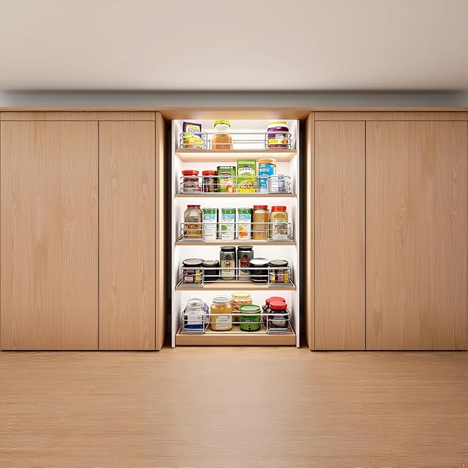 Pull Out Cabinet Organizer 20" W x 21" D, Chrome | Slide Out Shelves for Kitchen Cabinet, 100 lbs Capacity, Smooth Ball-Bearing Glides, Heavy-Gauge Steel Wire, Fits 21" Opening - Image 8