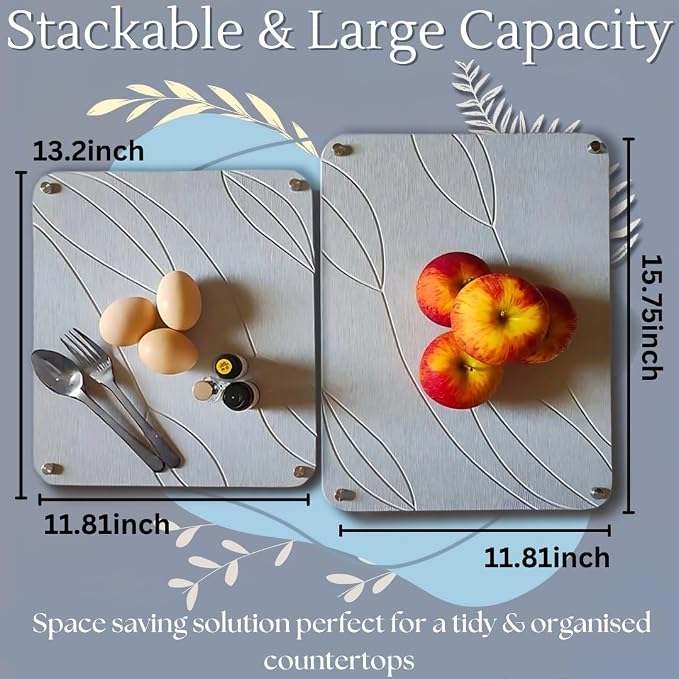 2 PCs Nesting Stone Drying Mat for Kitchen Counter - Fast, Heat Resistant Stone Dish Drying Mat with Non-Slip Feet - Image 2