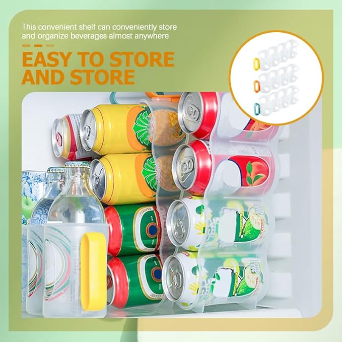ULTECHNOVO 3pcs Portable Soda Can Organizer Refrigerator Shelf Beer Can Holder with Carrier Handle for Juice Drink Beer Fridge Storage Sliding Rack - Image 3