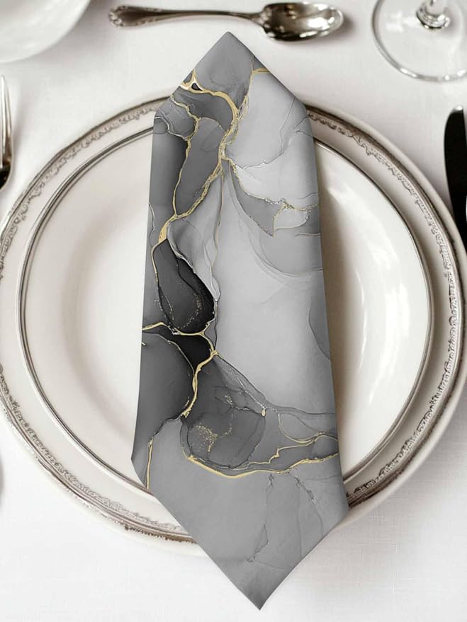 Gray Marble Cloth Napkins Washable Set of 6, 20 x 20 Inch Reusable Modern Minimalism Abstract Aesthetic Texture Dinner Table Napkins Cloth Bulk for Weddings Kitchen Restaurants Hotel Events Parties - Image 2