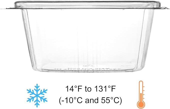 16oz RPET Clear Hinged Lid Deli Container - 200Pcs - Image 3