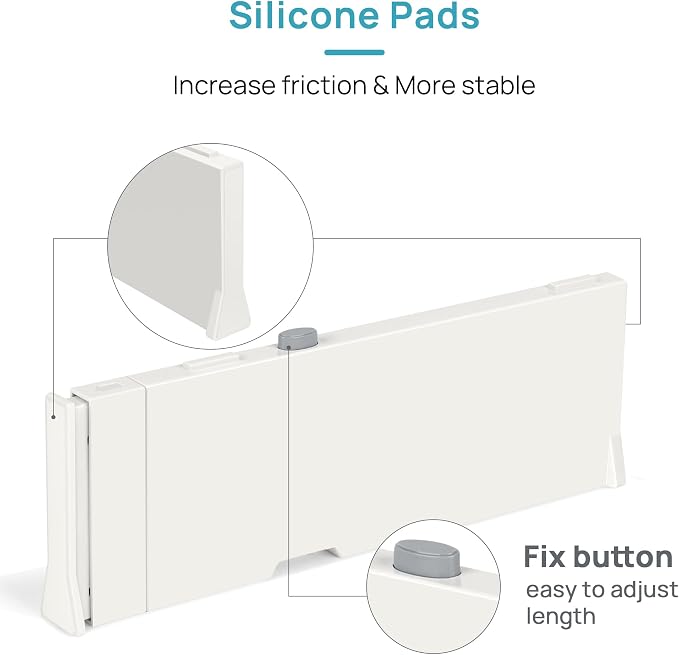 Vtopmart 4 Pack Drawer Dividers for Clothes, 4" High 11.3"-17" Adjustable Expandable Dresser Drawer Organizer, Plastic Drawers Separators for Dresser, Baby Clothes, Underwear, Kitchen & Office Storage - Image 9