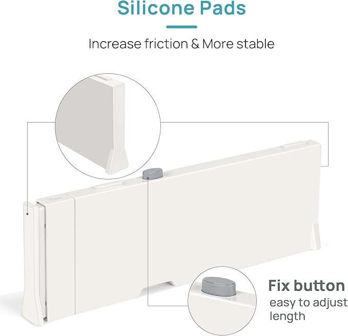 Vtopmart 12 Pack Drawer Dividers for Clothes, 4" High 11.3"-17" Adjustable Expandable Dresser Drawer Organizer, Plastic Drawers Separator for Dresser, Baby Clothes, Underwear, Kitchen & Office Storage - Image 9