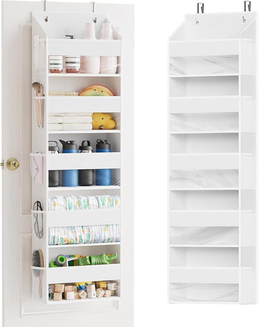 SpaceAid 1 Pack Over The Door Organizer with 5 Large Pockets and 10 Mesh Side Pockets, 5 Layers Door Organizer Hanging with Clear Window for Bedroom, Bathroom, Pantry and Nursery, White by SpaceAid