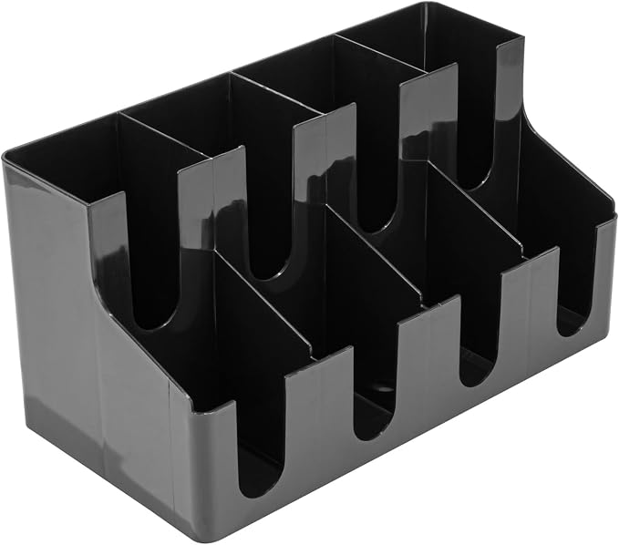 Restaurantware Restpresso Coffee Bar Organizer, 1 Count Durable 8 Compartments, Compact Size, Black Plastic Tabletop Coffee Supplies Organizer For Homes, Office Spaces, Breakrooms, and Lounges - Image 13