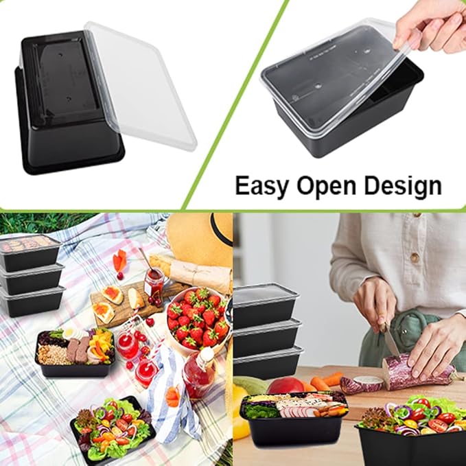 50-Pack Meal Prep Containers, Single Compartment with lids, 26 OZ. | Reusable Microwave Disposable Plastic Bento Boxes BPA Free Lunch Storage Boxes for Meal Prepping-Stackable, Dishwasher Safe. - Image 6
