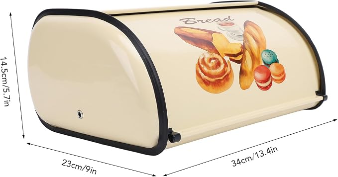 Buachois Bread Box Roll Top Metal Vintage Container Large Capacity | Roll Top Bread Box Metal Vintage Container Large Capacity for Kitchen Countertop Pastry Cake Keeper Storage - Image 4