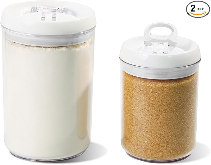 Felli Flip Tite Storage Container with Lid 6" ROUND Airtight Ring Lock Top, Plastic Canister Jar for Flour Sugar Rice Protein Powder Coffee Cracker Kitchen Pantry Organizer (6" Round Nest-M 2pk) by Felli