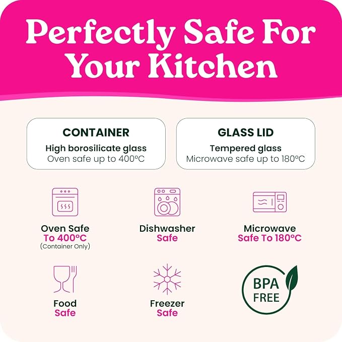 Large Glass Food Storage Containers with Glass Lids & Bamboo Rim – 87 Oz 2 Pack Plastic Free Glass Meal Prep Containers for Lunch, Eco Friendly Airtight Food Storage, Microwave & Oven Safe - Image 5
