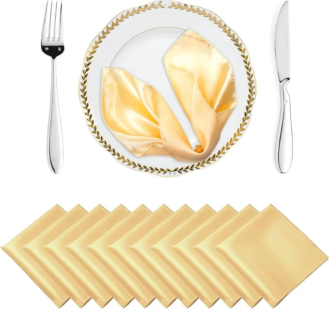 MDS® Pack of 200 Satin Napkins 12 x 12 Inch, Soft Silky Reusable Cloth Dinner Table Napkins for Wedding Décor, Reception, Birthday, Parties, Banquets, Catering, Restaurants & Hotel - Beige by MDS