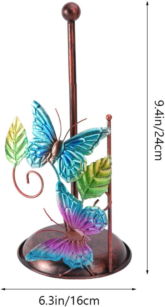 Cabilock Wrought Iron Butterfly Paper Towel Holder Metal Tissue Rack Freestanding Napkin Storage for Kitchen Bathroom Dining Countertop - Image 2