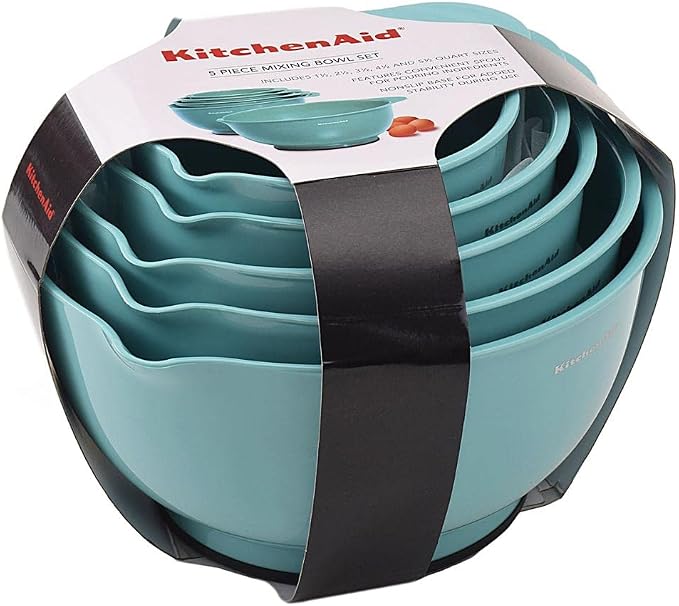 KitchenAid KE178OSAQA Classic Mixing Bowls, Set of 5,Aqua Sky 2 - Image 7