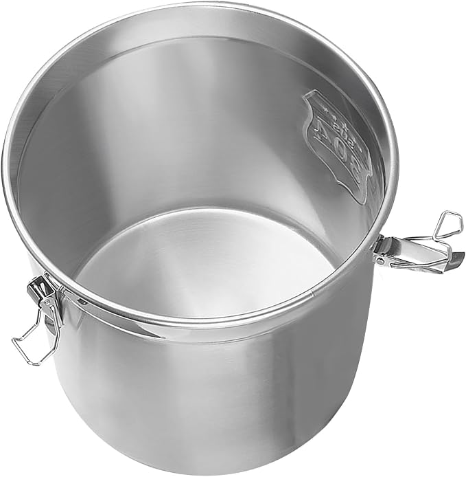 DYNAMI 304 Stainless Steel Containers With Lid,202oz Airtight Flour Container for Kitchen,5-10lbs Metal Airtight Canisters Milk Jug Coffee Bean Cookies Canisters w/Locking Clamp (6L/1.6Gal) - Image 5