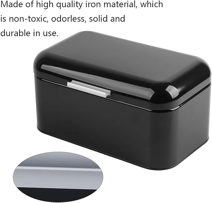 Cocoarm Solid Color Bread Box for Kitchen Countertop, Metal Bread Storage Bin Large Capacity Kitchen Storage Container for Pastries,Loaves, Dry Food (Black) - Image 3