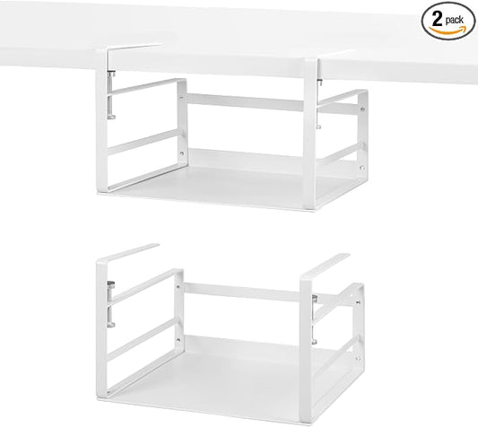 Nxconsu Under Shelf Basket, 2 Pack Under Shelf Storage Organizer, 11" | Heavy-Duty Metal Under Cabinet Shelf Basket Holds 30 lb with No-Drill Knob-Lock Clamp for Kitchen Pantry Cupboard by Nxconsu