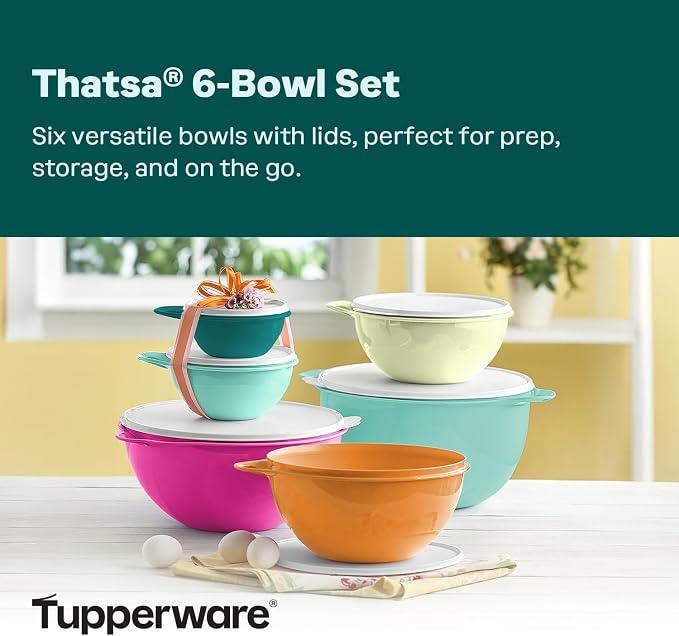 Tupperware Thatsa Bowl Collection 6 Bowl Food Storage Container Set in Fauna, Dishwasher Safe and BPA Free (6 Bowls, 6 lids) - Image 2