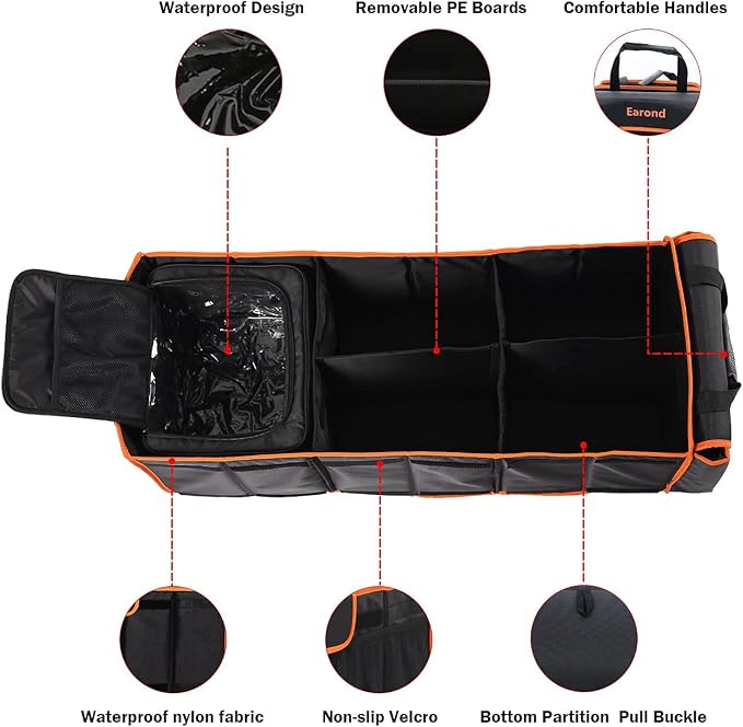 Large Trunk Organizer with Cooler, 3 Compartments SUV Cargo Organizer, Portable Trunk Organizer for suv,car,truck,rv,jeep(black) - Image 5