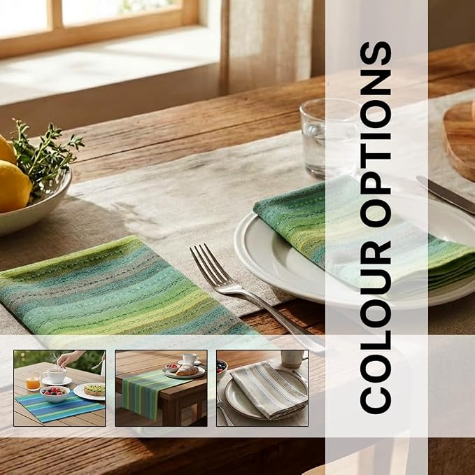 LFH Home Cotton Rich Cloth Salsa Napkin Set of 12 Washable Soft Durable Striped Table Napkins for Dining Wedding Daily Use Reusable Eco-Friendly Fabric Napkins for Elegant Settings(18x18)-Lime Multi - Image 3