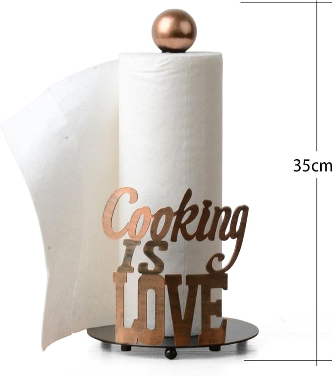 HAUCOZE Text Paper Towel Holder Countertop Metal Paper Roll Stand 13.4 Inch | Freestanding Paper Dispenser with Weighted Base Kitchen Decor Table Centerpiece Gift for Dining Room Bathroom - Image 13