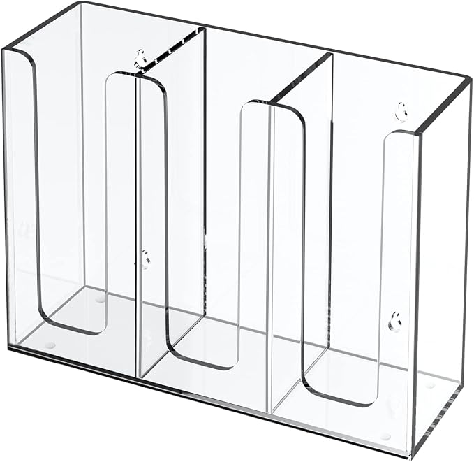 Richboom Acrylic Coffee Cup and Lid Storage Organizer Holder, 3 Compartments, Clear by Richboom