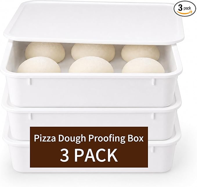 KONGDY 3-Pack Pizza Dough Proofing Box with Lids Dough Proofing Container | BPA-Free Commercial Storage Trays, 17.3"x13"x9.6" Bread Proofing Box for Pizza Dough Raiser Refrigerator Organization by KONGDYExploreNewLife