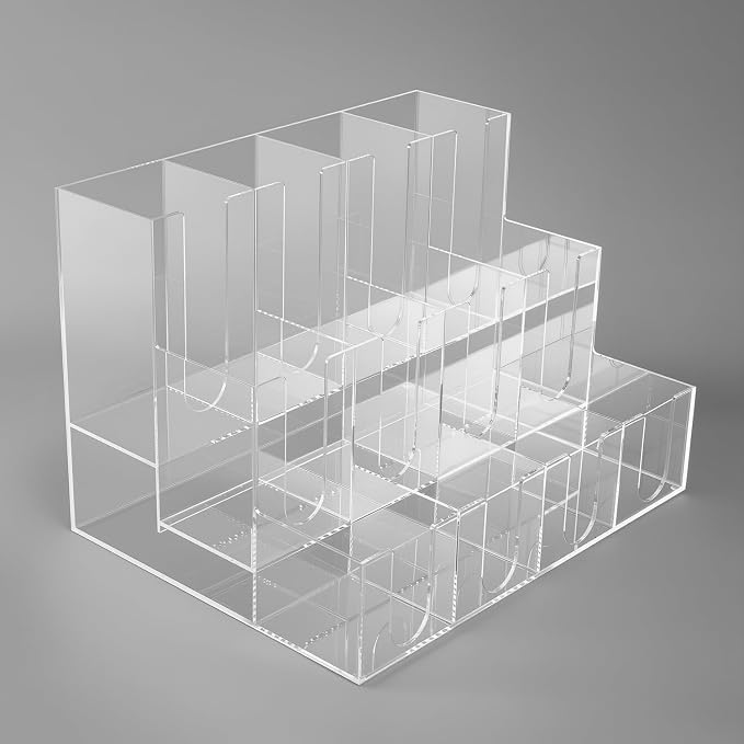CiaoHER Large Acrylic Coffee Cup and Lid Dispenser, Clear | 12 Compartments, Counter Top, Organizes Disposable Cups, For Home or Office Use - Image 4