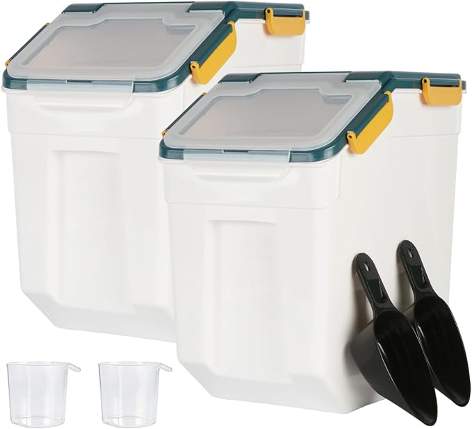 Saim 2Pack 25lb Flour&Rice Storage Container Bin,Rice Dispenser (Dark Blue) | BPA free plastic with seal lid, rolling wheels and measuring scoop for rice, flour, cereal and grain one-hand scooping - Image 9
