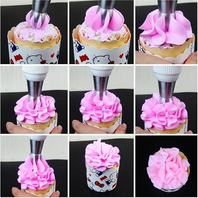 10 Pcs Stainless Steel Ball Twist Flower Icing Tips Set for Cupcakes | Ball Twist Drop Flower Piping Tips for DIY Cupcakes Bouquets, Cake Flower Decoration & Cupcakes Decorations - Image 8