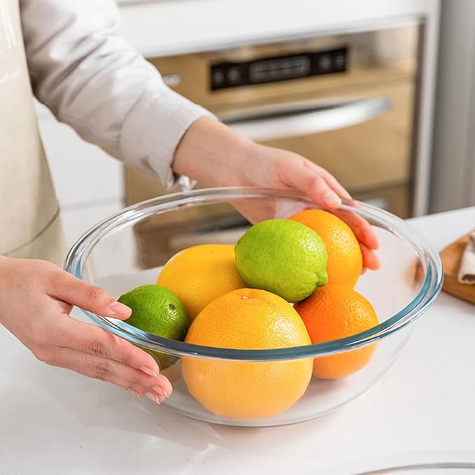 Glass Mixing Bowl Set with Airtight Lids for Kitchen Baking Prepping, Serving, Cooking 0.6QT, 1.1QT, 2.2QT, 4QT Salad Bowl Set with Lids, Dishwasher and Microwavable Safe - Image 3