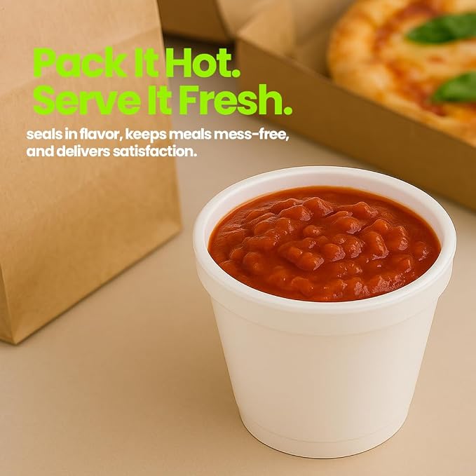 4 oz Foam Cups with Lids – Insulated Disposable Styrofoam Cups with Lids for Hot or Cold Food & Drinks – 50 to 1000 Pack – Leak-Resistant, Made in USA (50, white, 4 oz) - Image 6