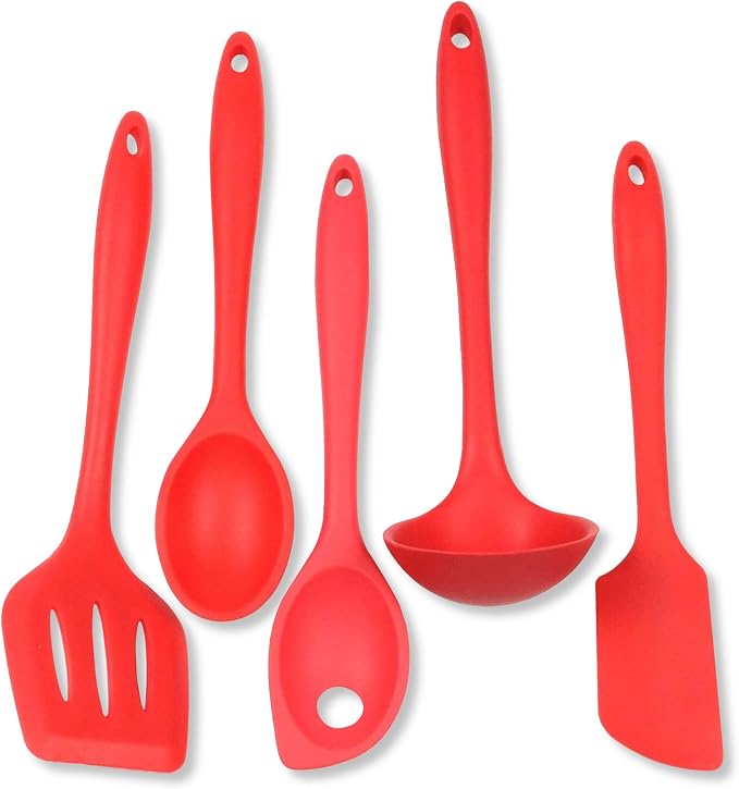 Chef Craft 5 Piece Red Premium Silicone Kitchen Tool Set (42071) by ChefCraft