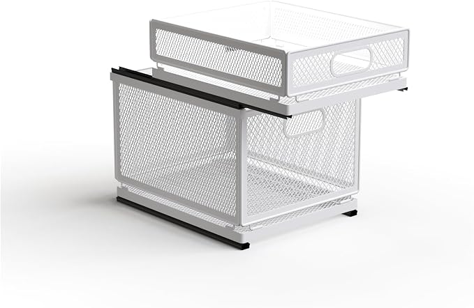 Pull Out Cabinet Organizer, Slide Out Drawers Fixed with Adhesive Nano Film, Pantry Shelves Sliding Drawer Storage Organization for Kitchen (Double Layer 11.8 * 9.4 * 12.3inch/30 * 24 * 31.2cm) by Unknown