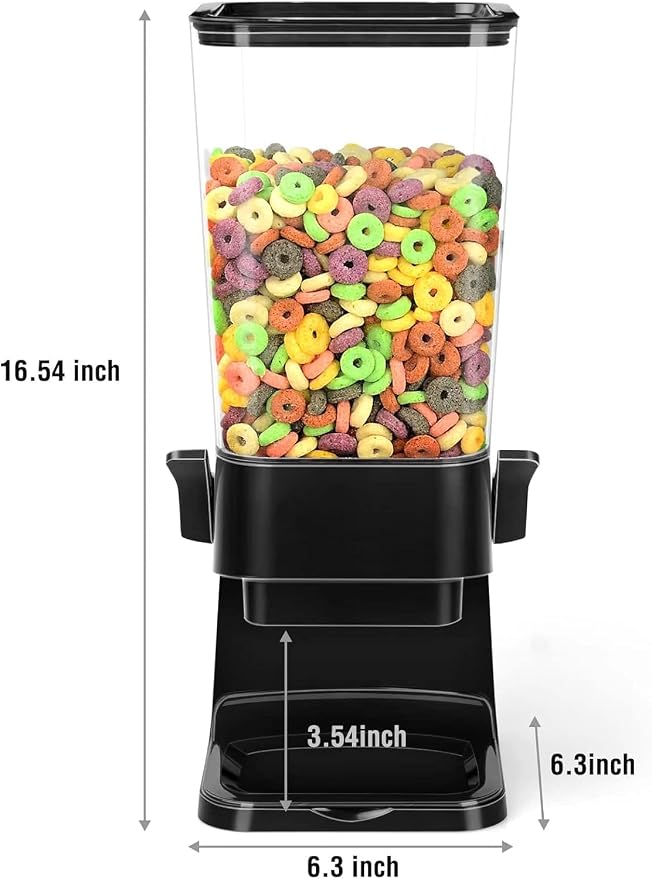Cereal Dispenser Countertop Large Cereal Containers Storage Black,3 pack | Cereal Dispenser For Pantry Dry Food Dispenser Countertop Rice Candy Dispenser Machine For Snack,Nuts, Granola - Image 3