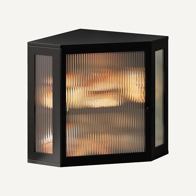 Corner Bread Box for Kitchen Countertop,Bread Storage Bin (Black, Medium) | Double Layer Large Capacity Bamboo Bread Container with Acrylic Door,Height Adjustable by Vellzeyce