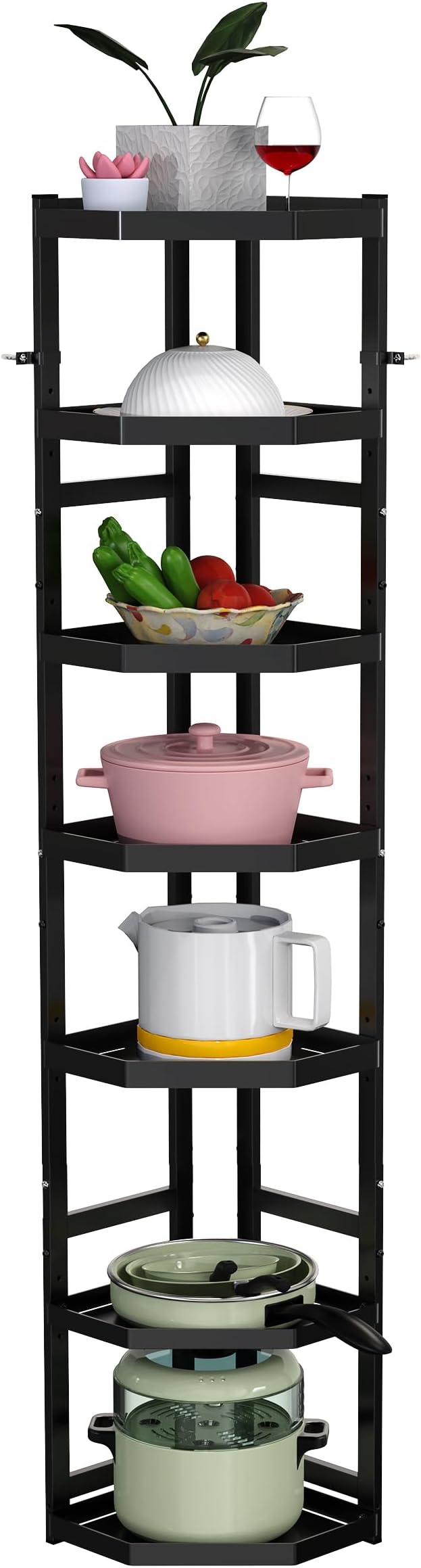 7-Tier Multifunctional Adjustable Pan & Pot Rack for Kitchen, Pan Organizer, Pot Organizer Organization & Storage, Pot Lid Organizer (Corner 7-tier wall mount) by Supfirm