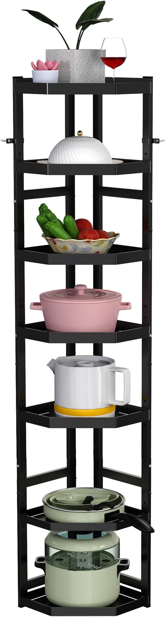 7-Tier Multifunctional Adjustable Pan & Pot Rack for Kitchen, Pan Organizer, Pot Organizer Organization & Storage, Pot Lid Organizer (Corner 7-tier wall mount) by Supfirm