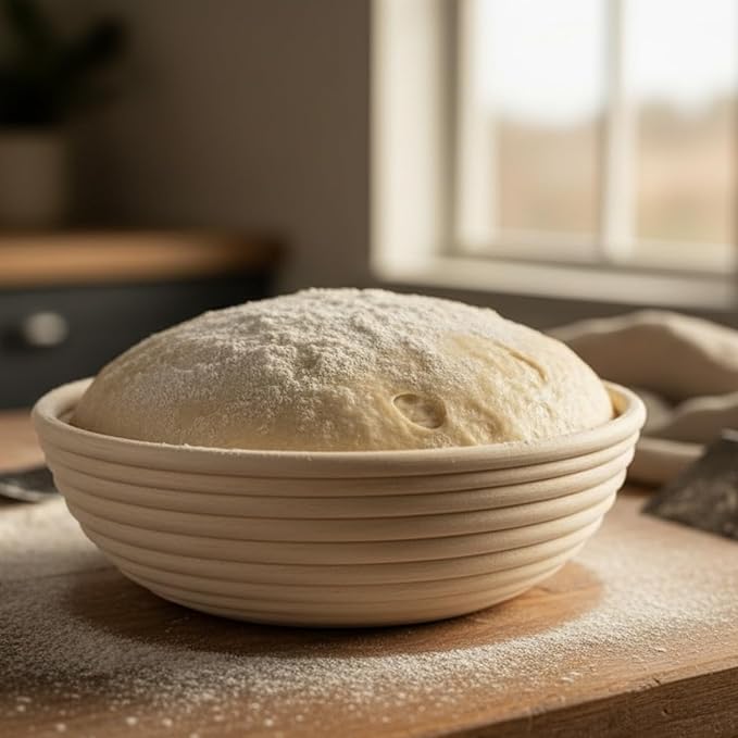 8" Round Banneton Proofing Basket with Cloth Liner - Premium Artisan Rattan Bread Proofing Basket for Sourdough, Artisan Boules & Brotform Dough Rising by The Lucky Clover Trading - Image 2