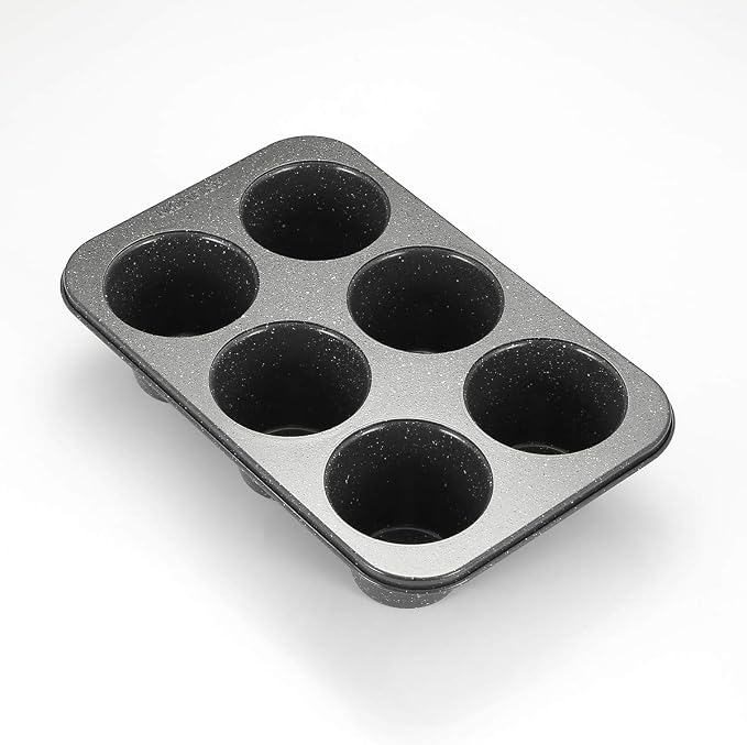 Monfish Jumbo Deep Muffin Pan 6 Cup Carbon Steel Gray Stone non Stick Coating Muffin Tin 3.5diax3inch cup - Image 2