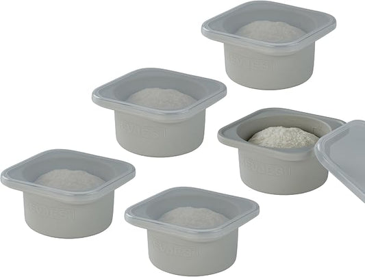 Stackable Silicone Artisan Pizza Dough Proofing Proving Containers with Lids-2/3/4/5 pack-500ml portion (Grey, 5 PACK) by kevjes