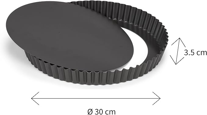 Patisse Round Quiche Pan with Removable Bottom 11-3/4" (30 cm) in Diameter, Non-stick, Charcoal Gray Color, Profi Series, 11.75" - Image 4